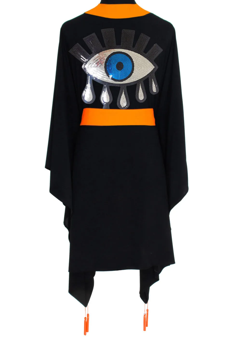 Monochrome - Black Kimono Evil Eye (Neon Orange)