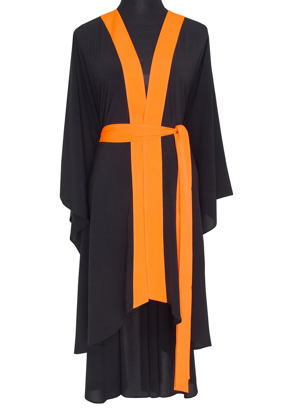 Monochrome - Black Kimono Evil Eye (Neon Orange)