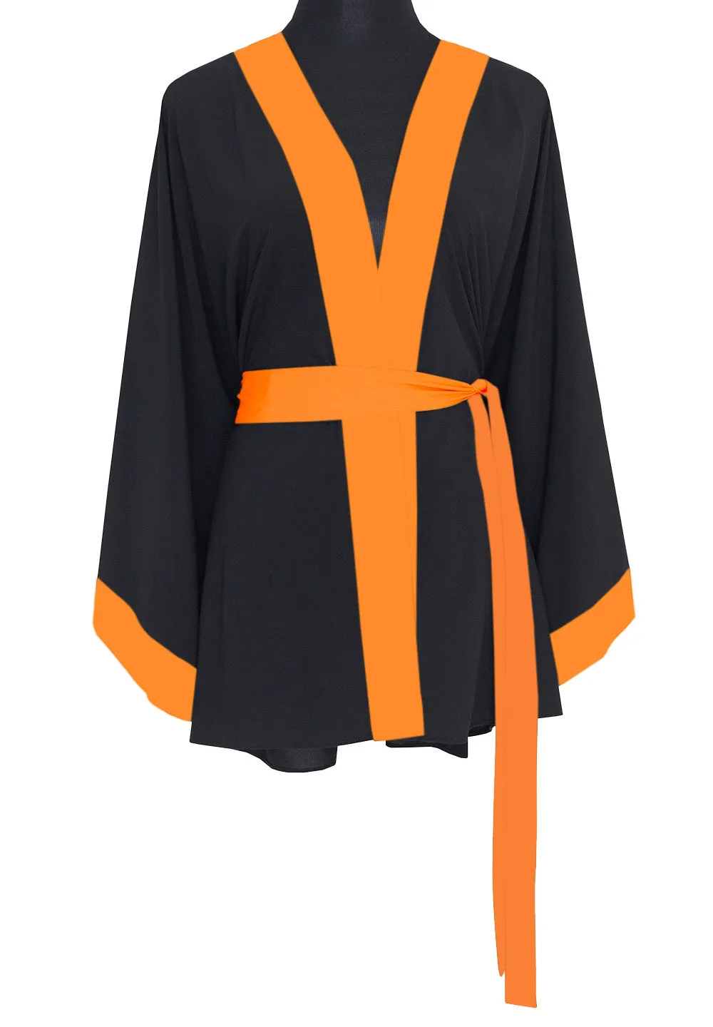 Monochrome - Black Kimono Evil Eye (Neon Orange)