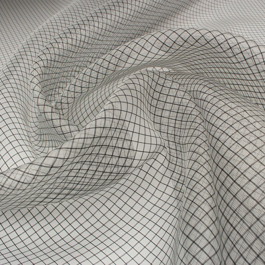 Monochrome Printed Silk Organza