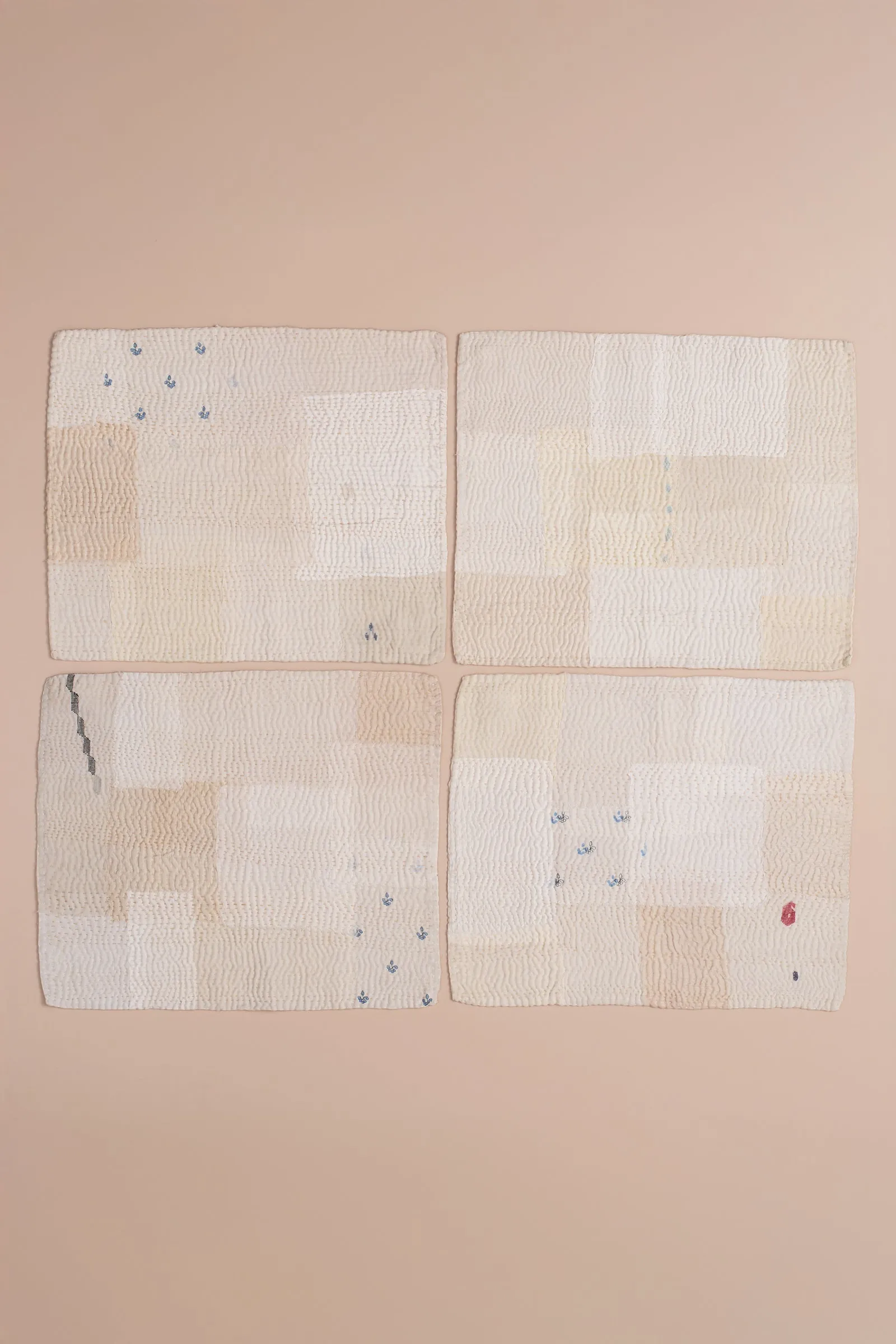 Mosaic Fray Handmade Vintage Kantha Placemat -Cauliflower (Set Of 2)