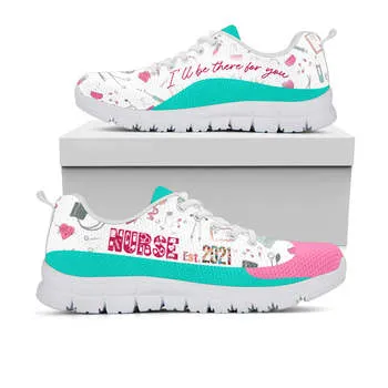 Nursing Medical Print on Demand Artwork Lightweight Mesh Jagged Sole Athletic Shoes