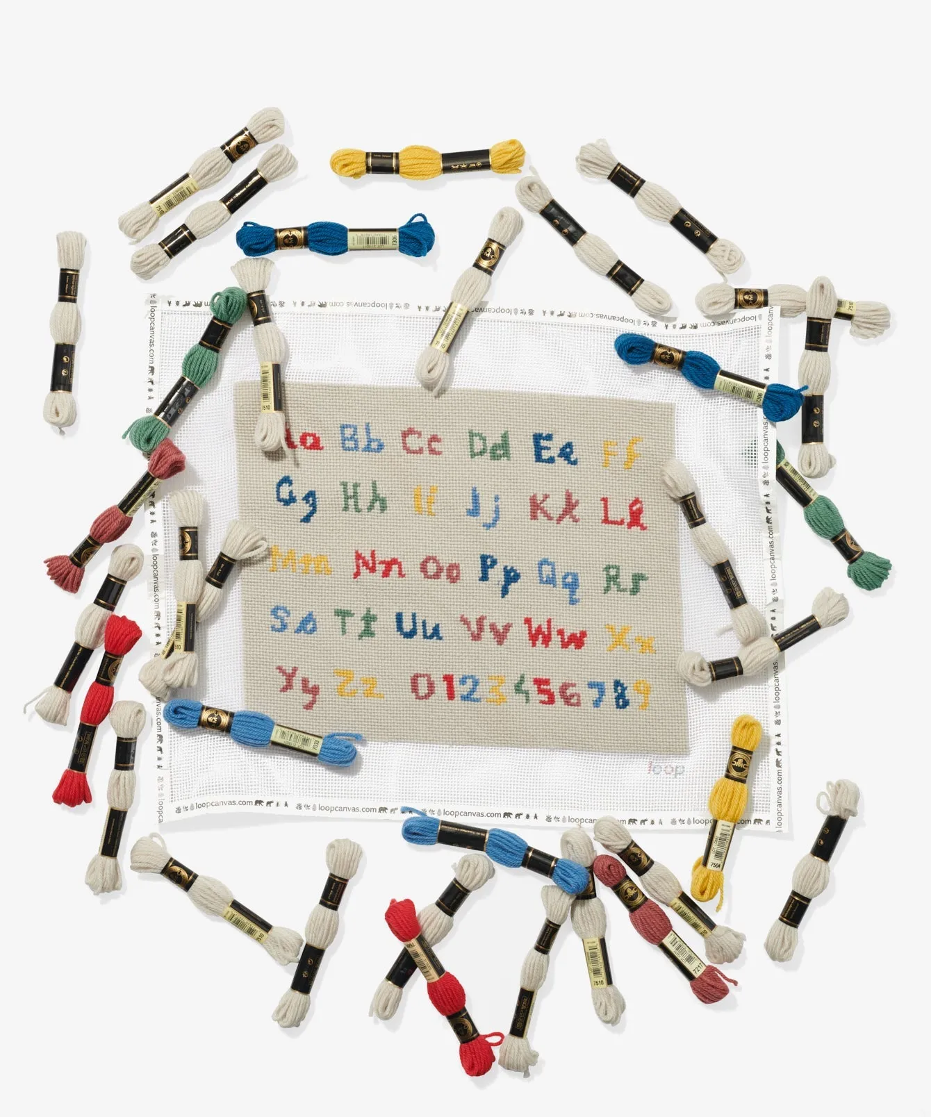 Oso & Me x Loop Canvas Alphabet Needlepoint Kit, Primary