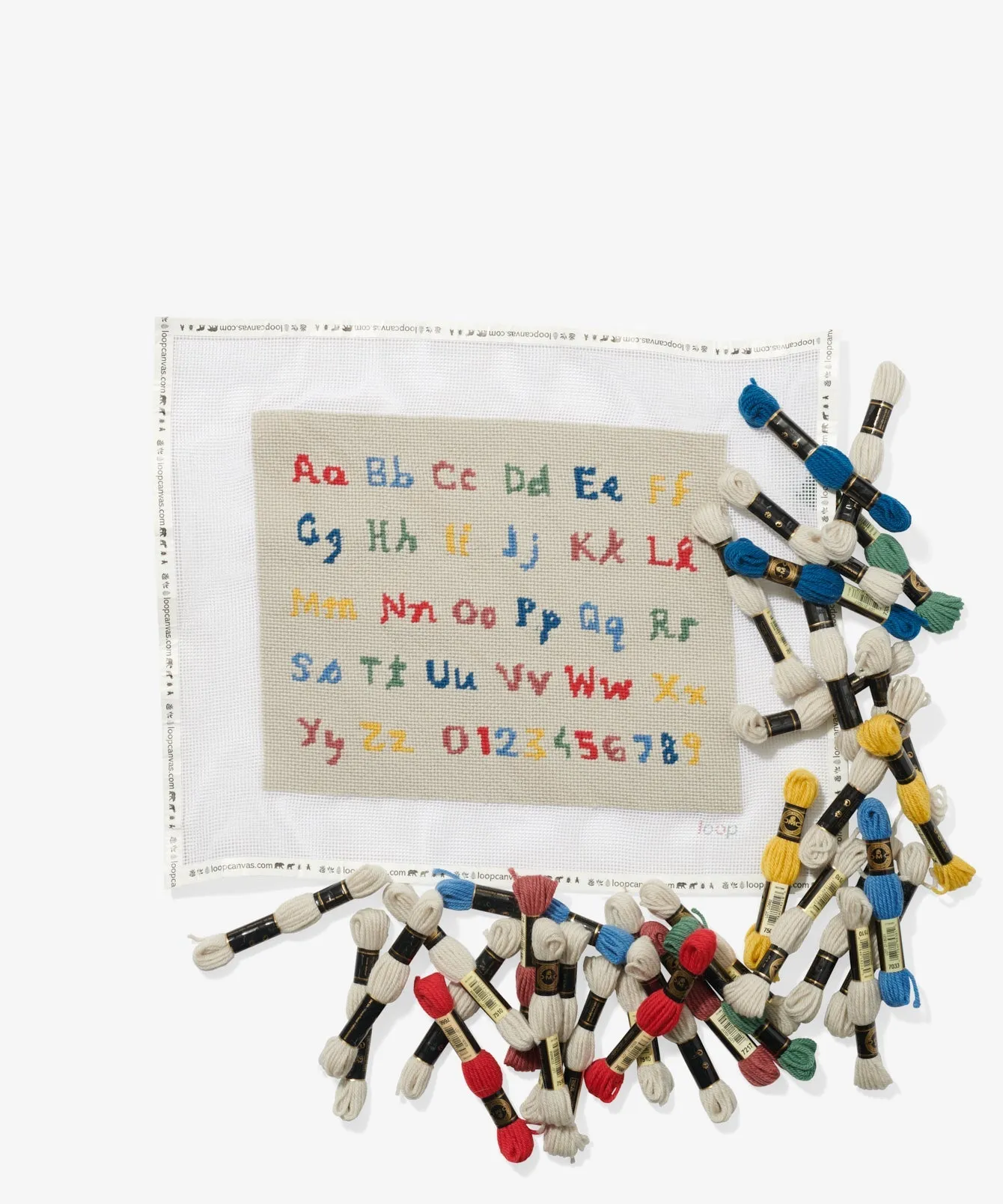 Oso & Me x Loop Canvas Alphabet Needlepoint Kit, Primary