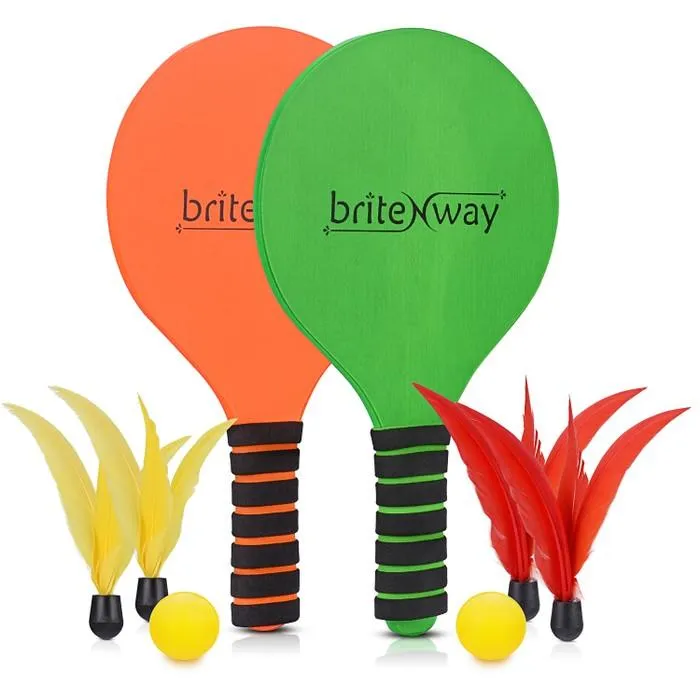 Paddle Ball Game Bundle With 2 Wooden Racket Paddles