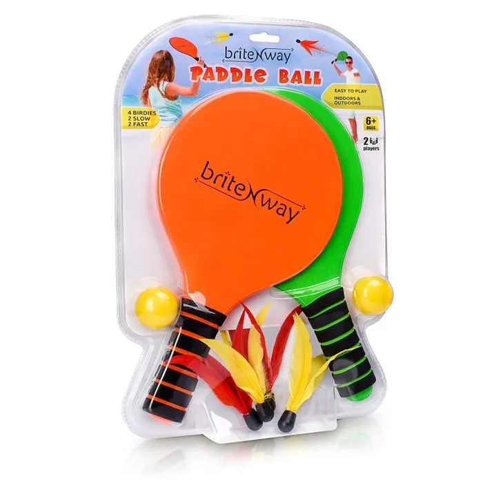 Paddle Ball Game Bundle With 2 Wooden Racket Paddles