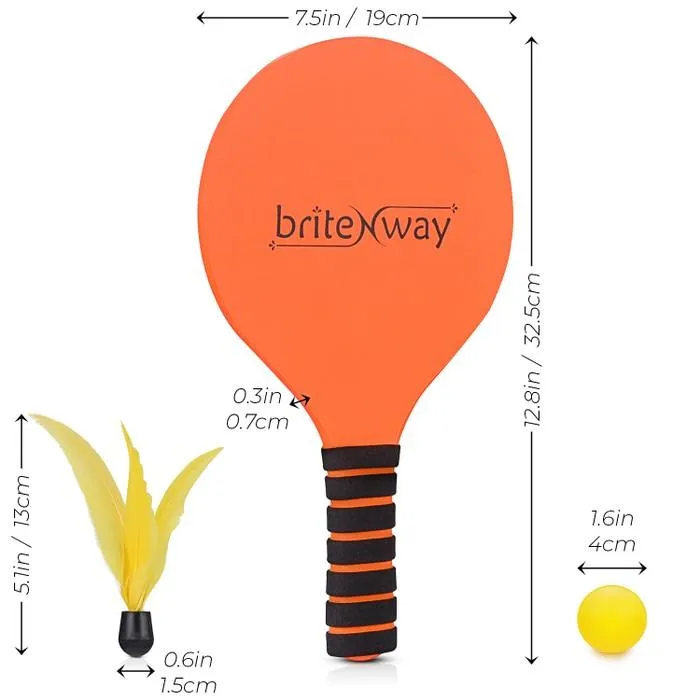 Paddle Ball Game Bundle With 2 Wooden Racket Paddles