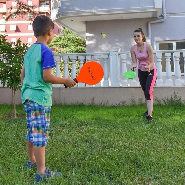 Paddle Ball Game Bundle With 2 Wooden Racket Paddles