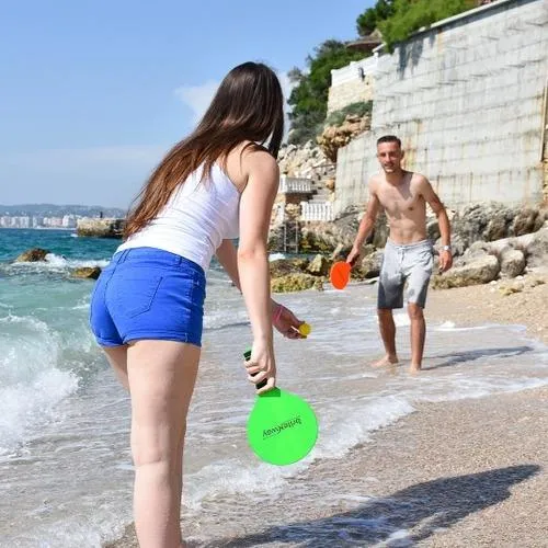 Paddle Ball Game Bundle With 2 Wooden Racket Paddles