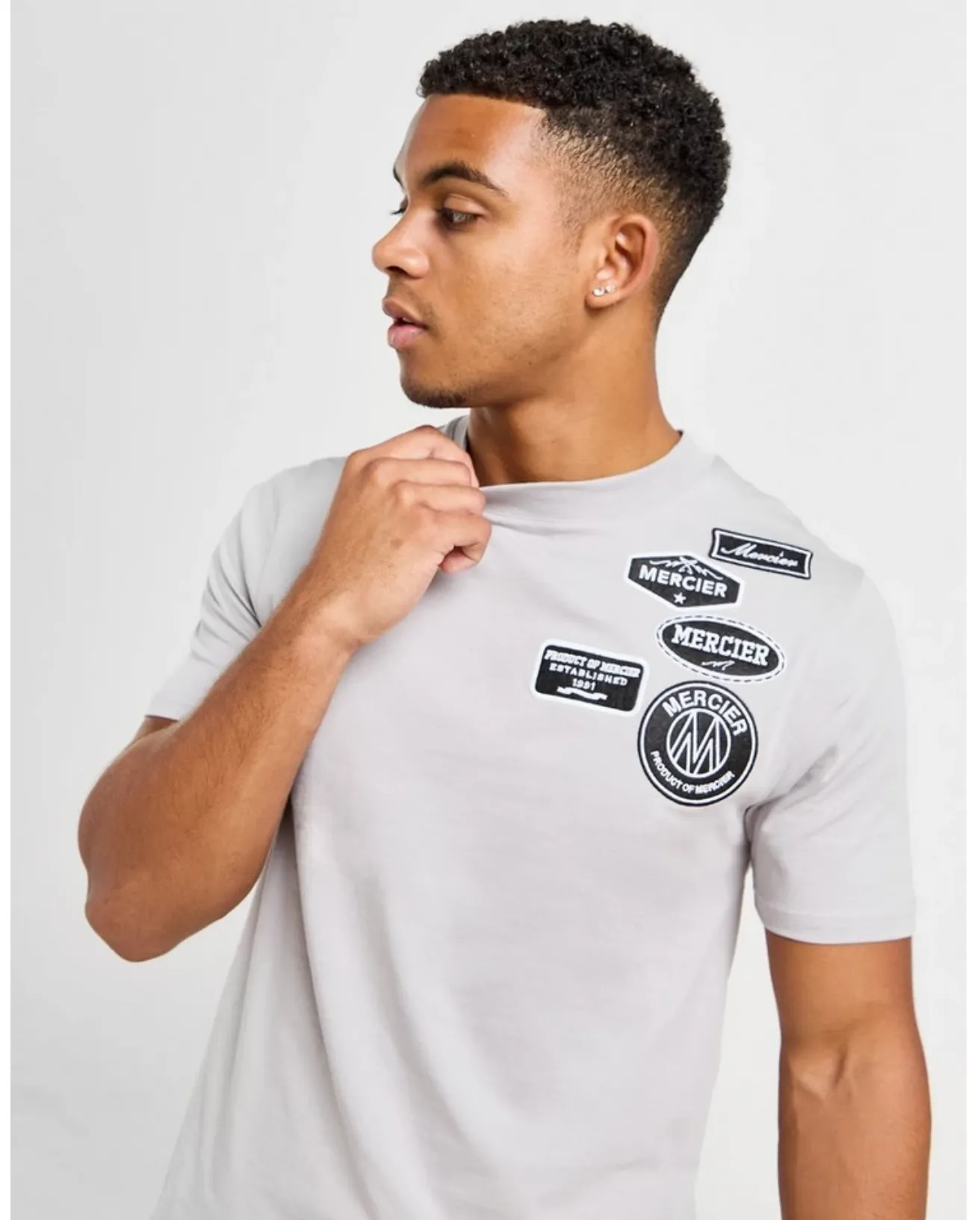 Pebble Grey Mono Badge Tshirt