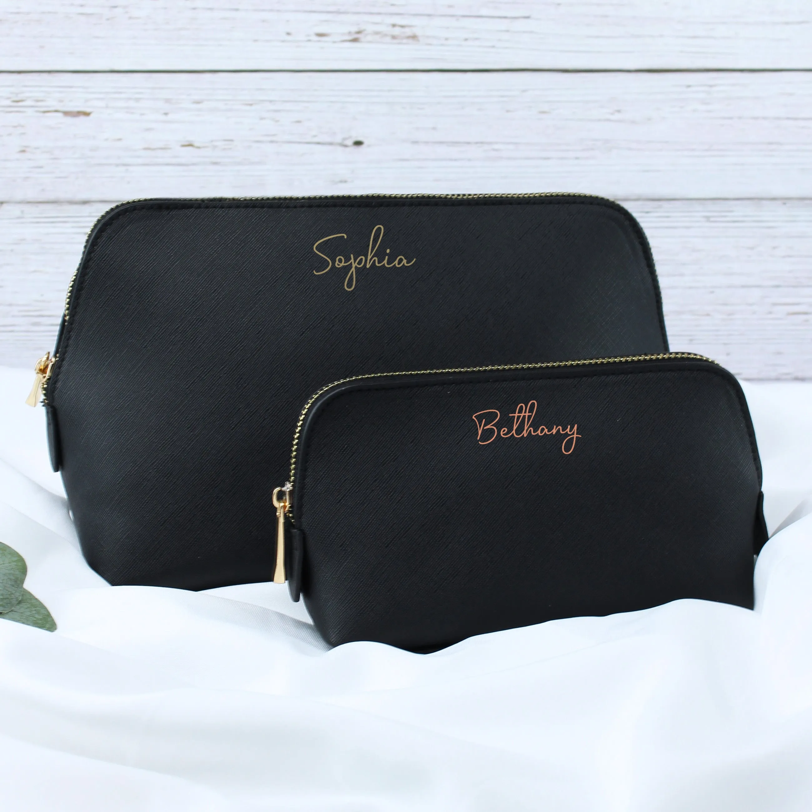 Personalised PU Leather Make Up Bag Set