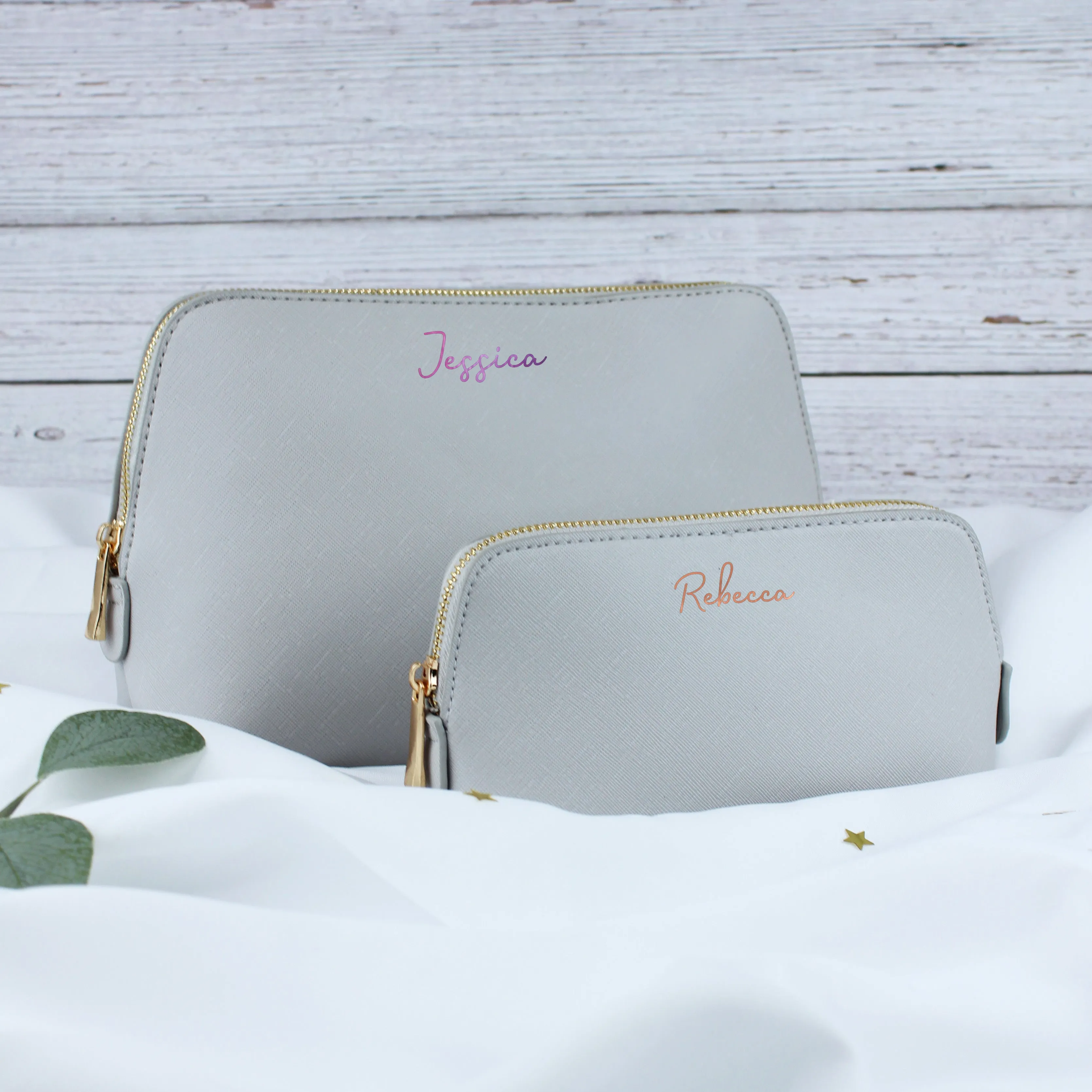Personalised PU Leather Make Up Bag Set