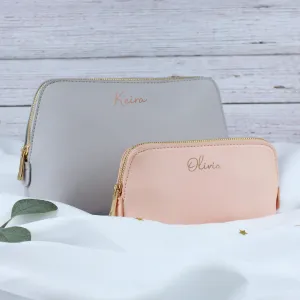 Personalised PU Leather Make Up Bag Set