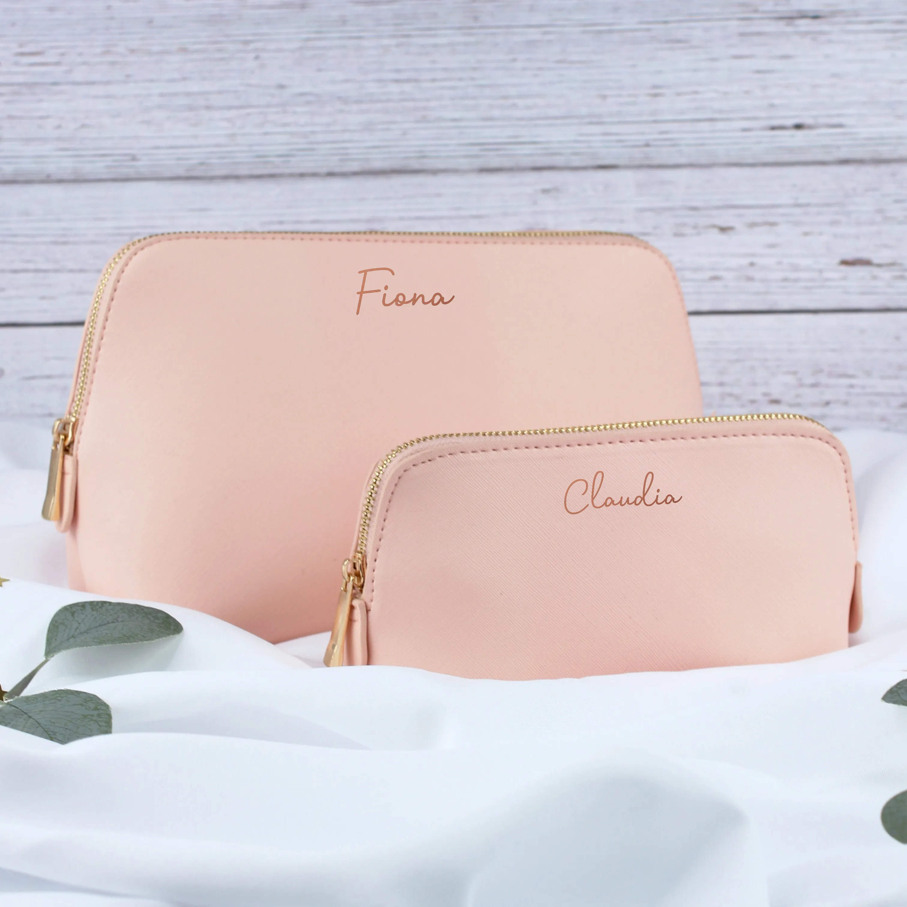 Personalised PU Leather Make Up Bag Set