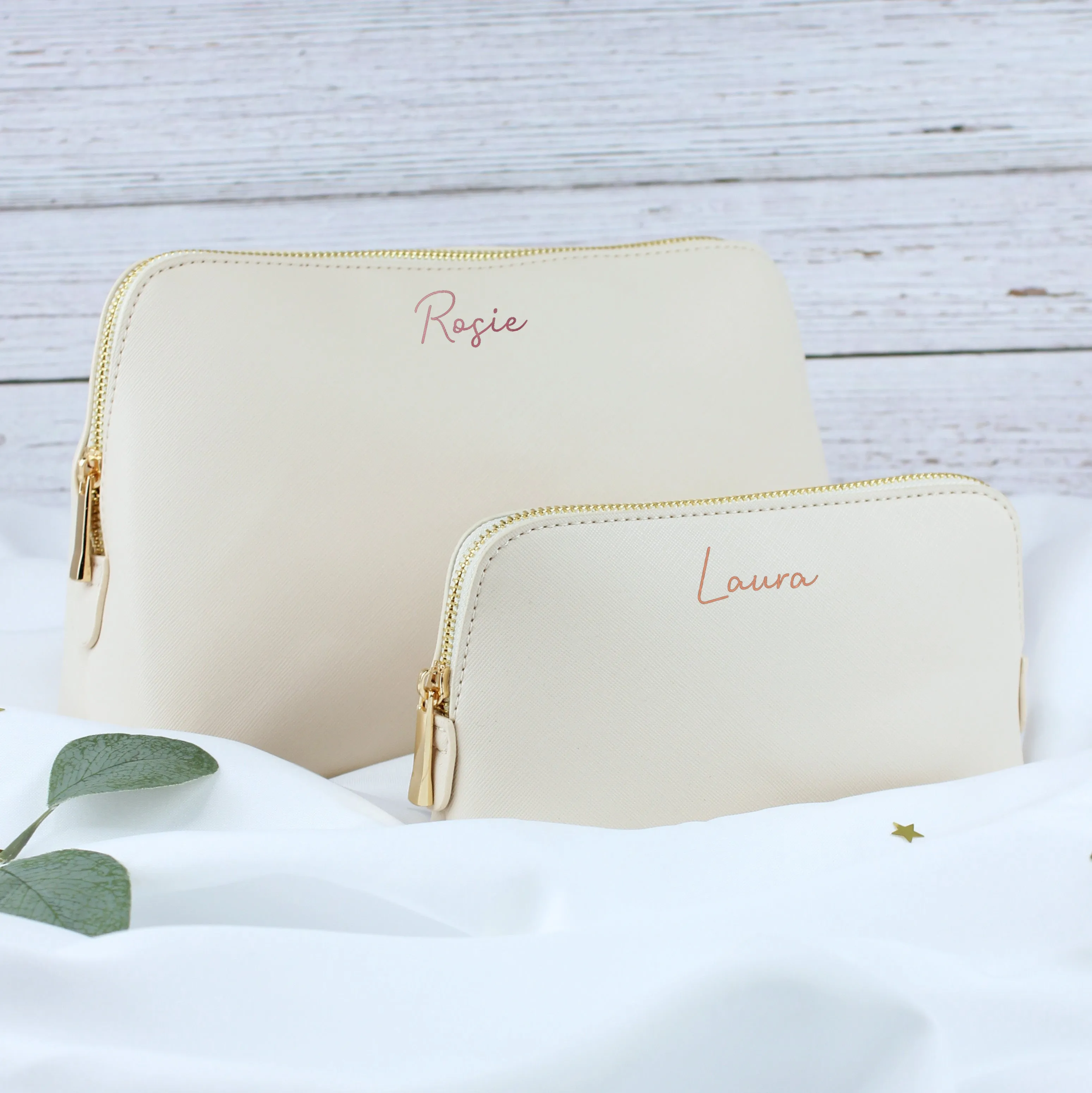 Personalised PU Leather Make Up Bag Set