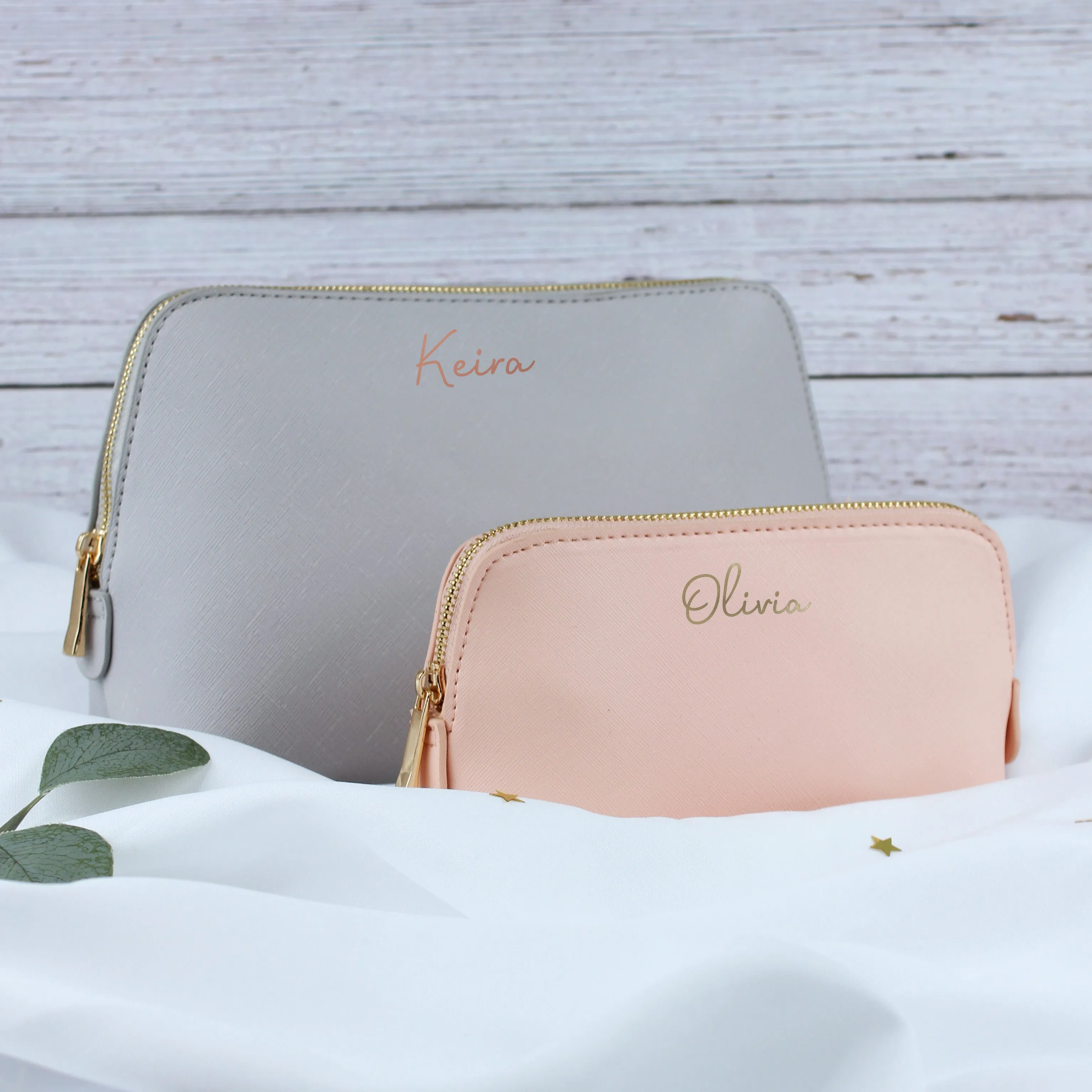 Personalised PU Leather Make Up Bag Set