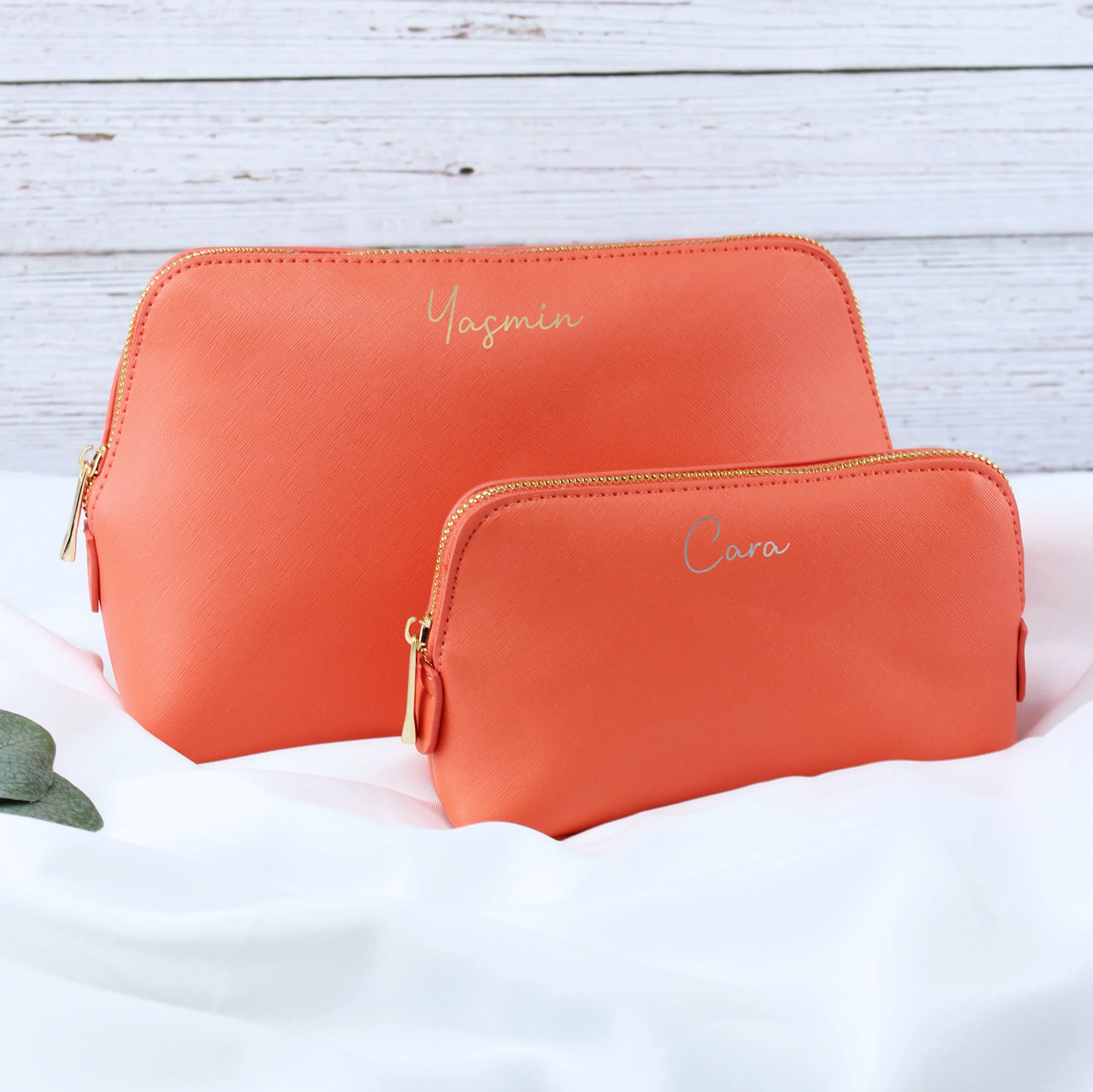 Personalised PU Leather Make Up Bag Set