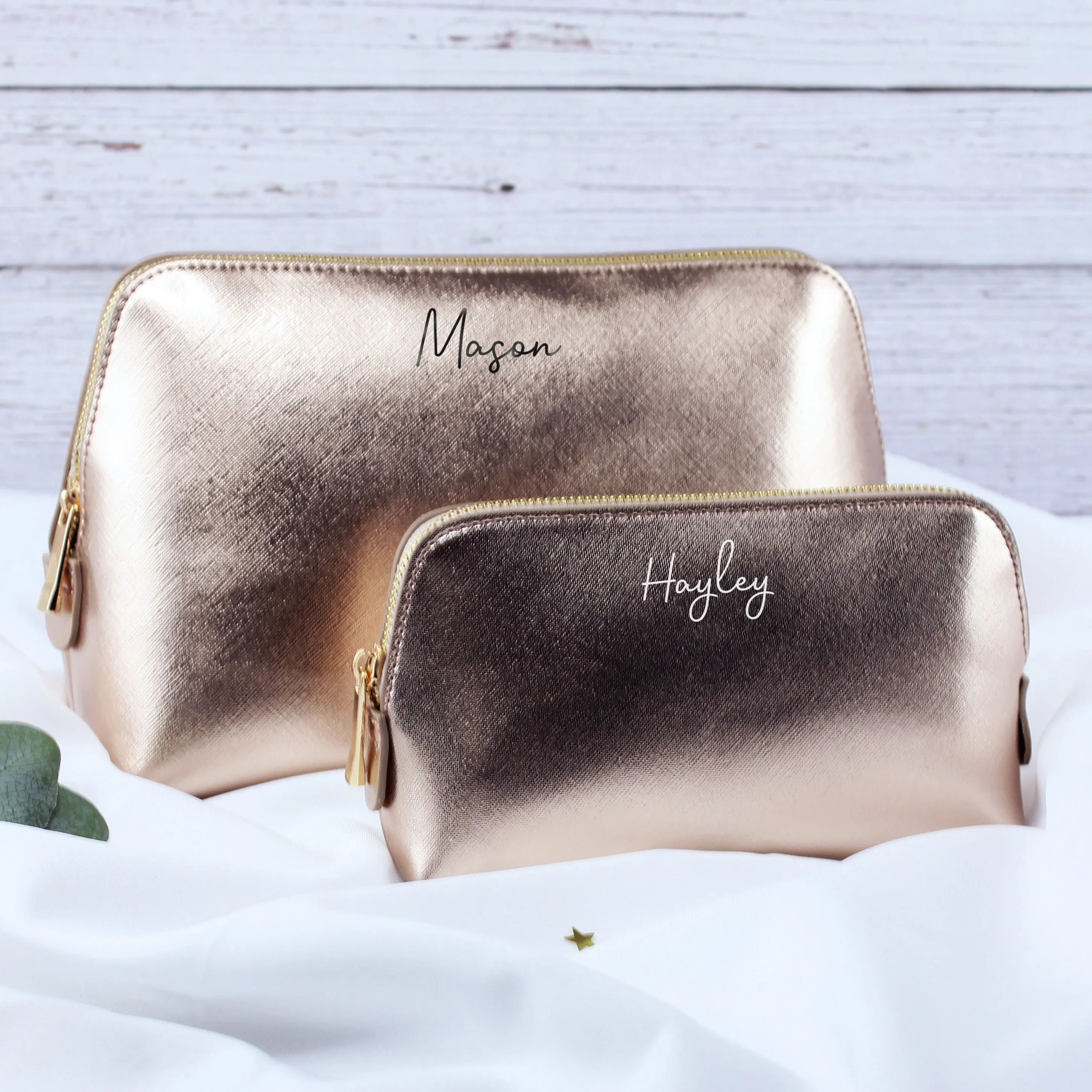 Personalised PU Leather Make Up Bag Set