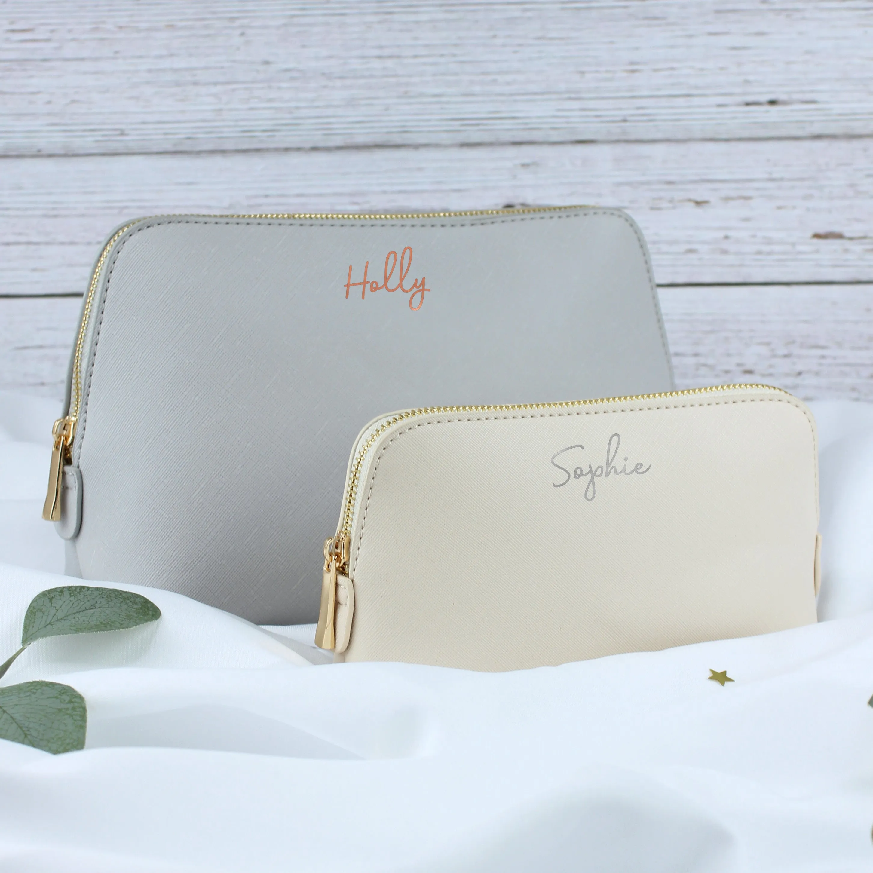 Personalised PU Leather Make Up Bag Set