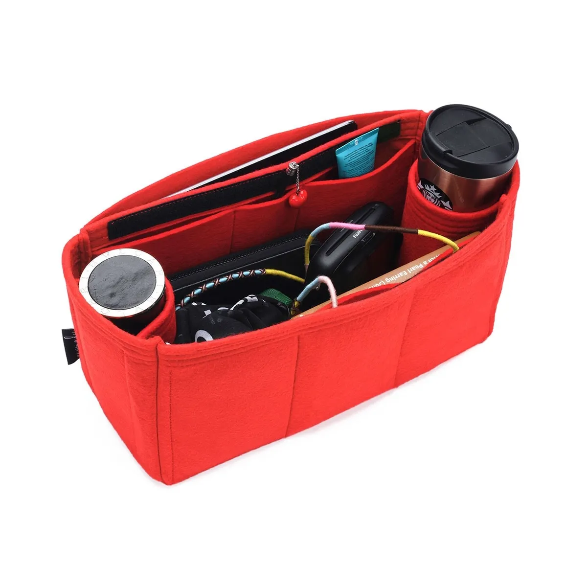 Purse Organizer for Dior Book Tote, Bag Organizer with Zipper Top Closure and Double Bottle Holders