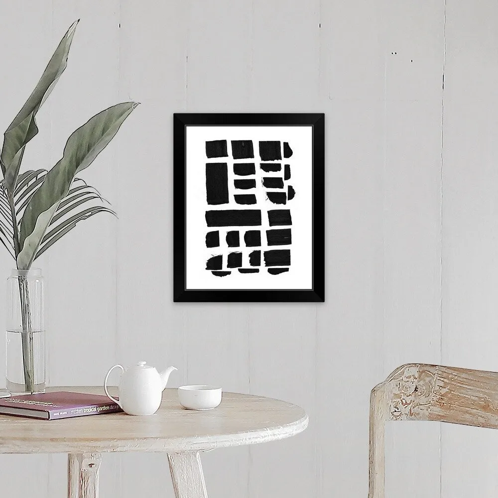 "Black and White Pattern II" Black Framed Print