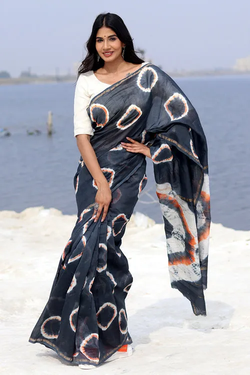 "Midnight Mirage" Bandhni Chanderi Saree