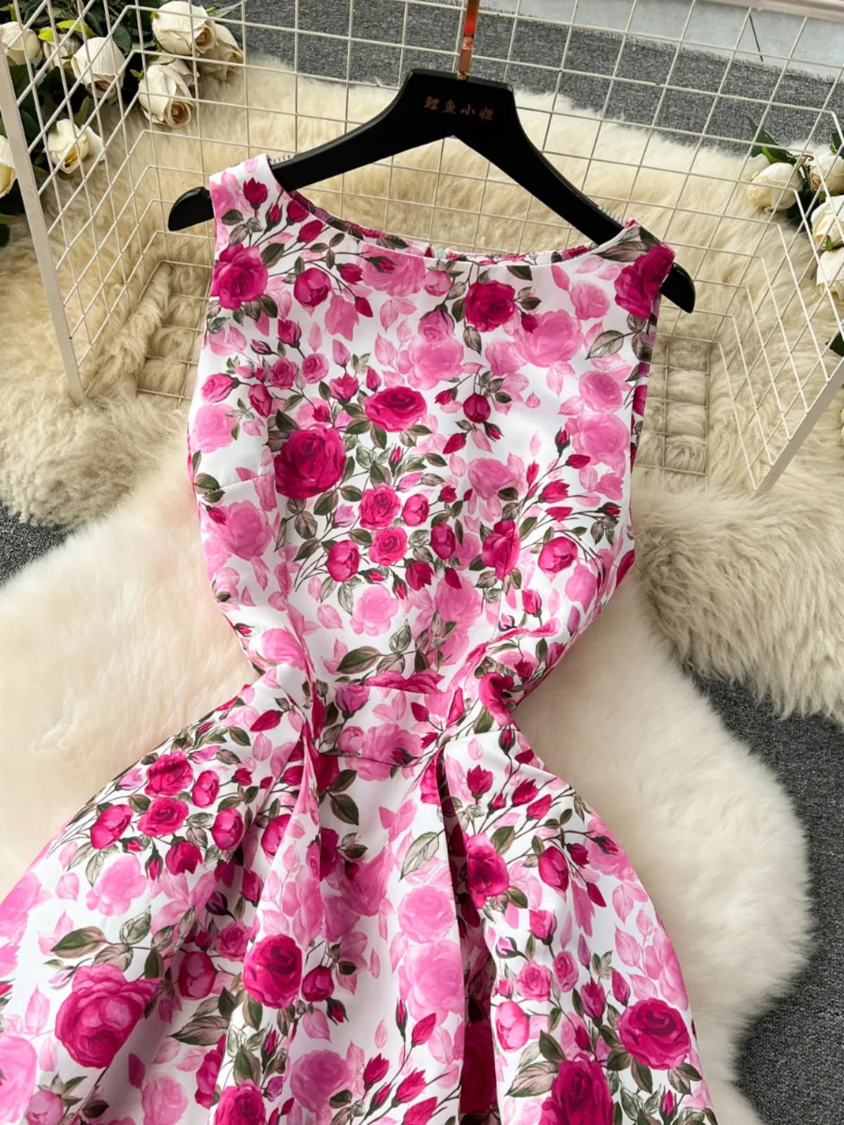 Radiant Floral Print Halterneck Evening Dress
