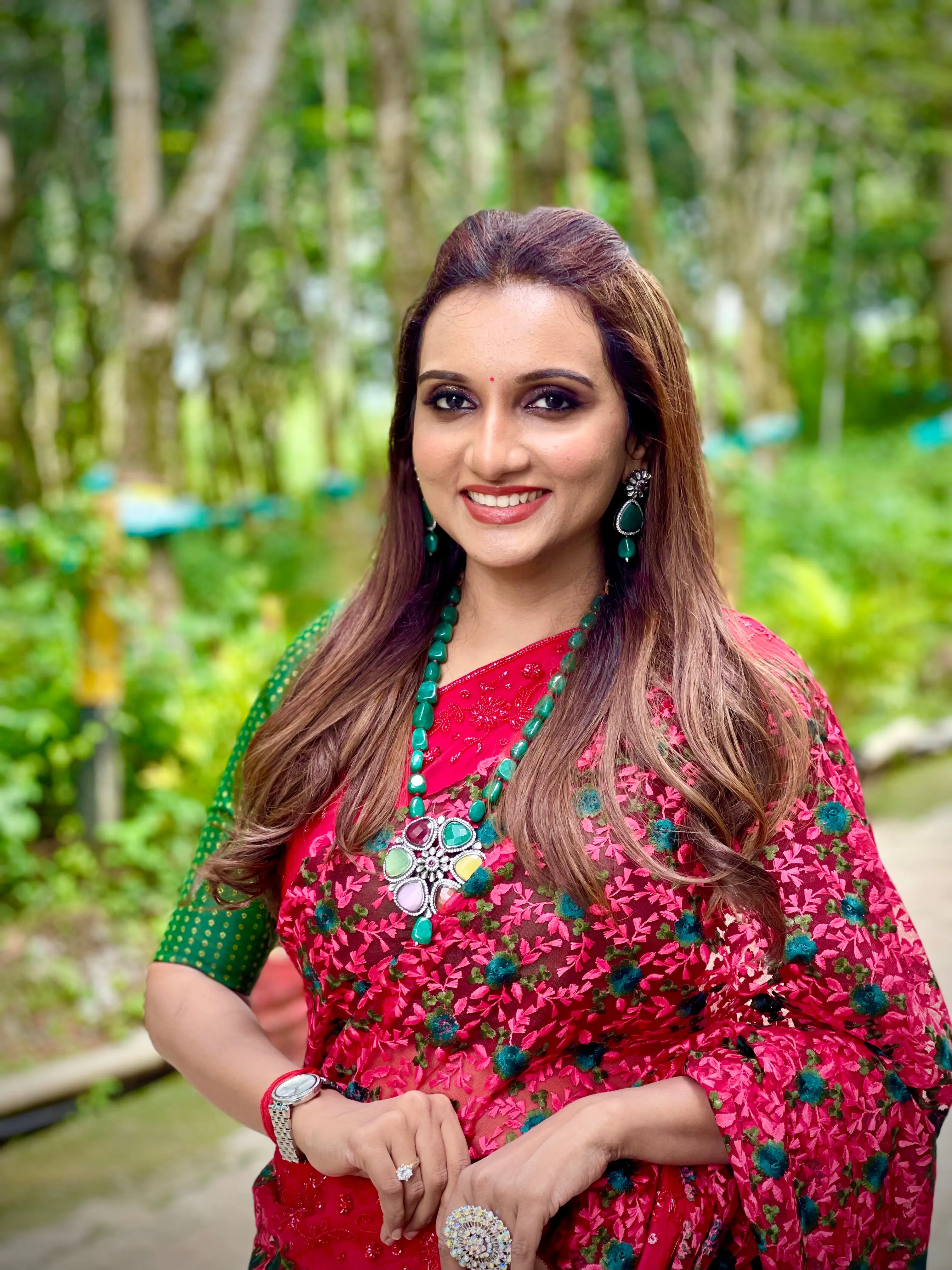 Red designer saree