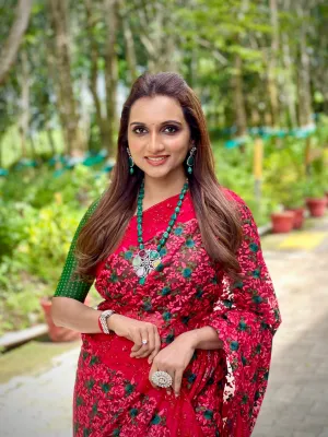 Red designer saree