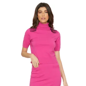 Relish maglia manica corta con collo alto passamaneria perline RDA2302605034 1476 Luce bacca