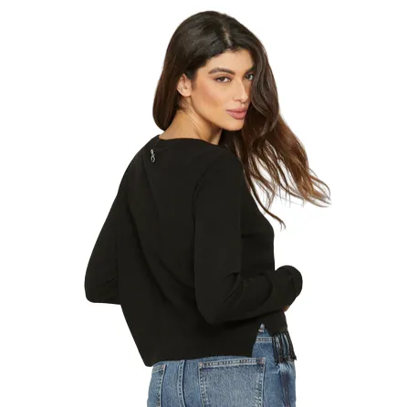 Relish Maglia manica lunga da donna con Passamaneria perline Afrodite nero