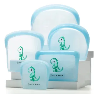 Reusable Silicone Bag Gift Box 5-Pack | Dinosaur