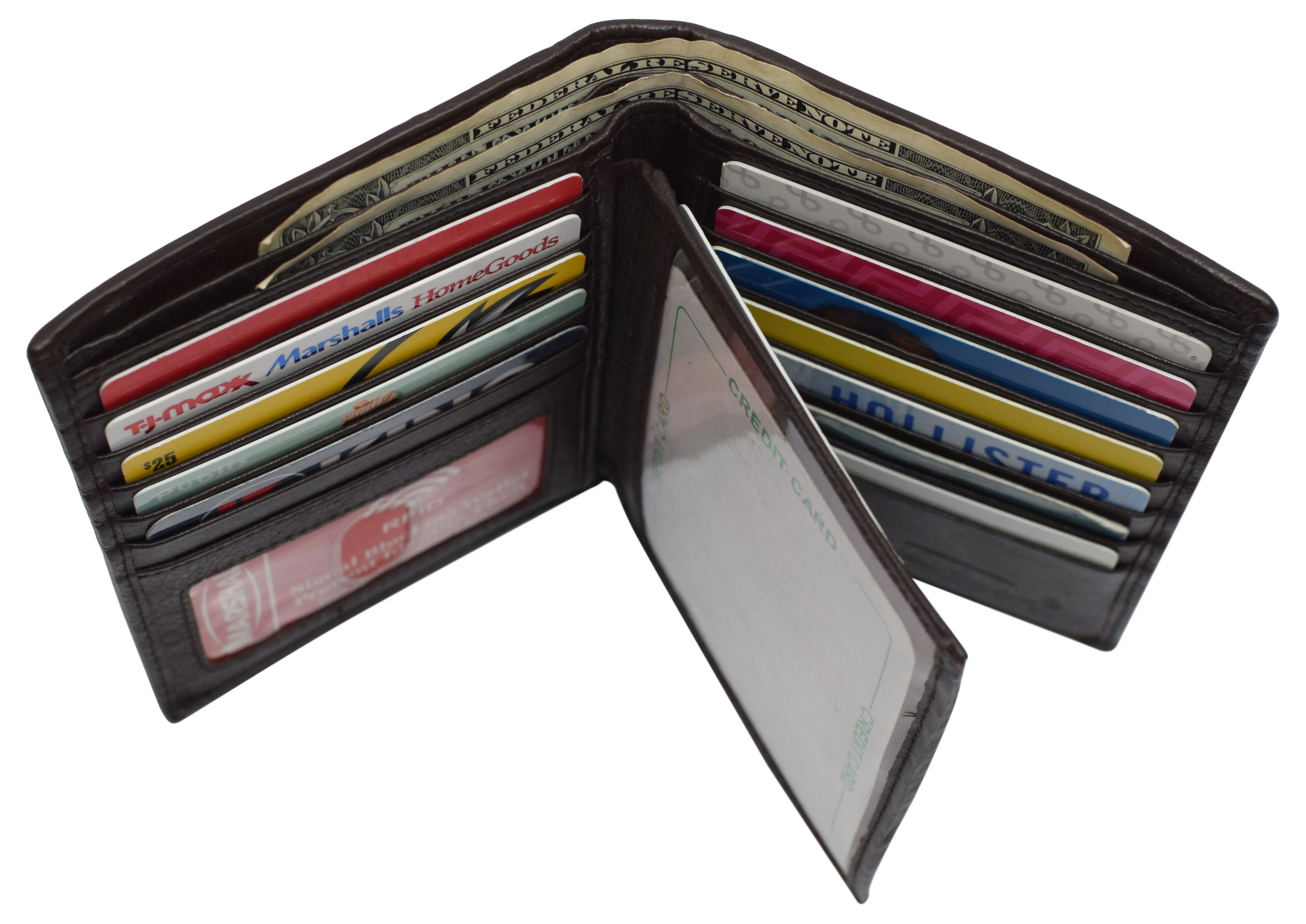 RFID Blocking Large Bifold Hipster Genuine Leather Men's Wallet 635502