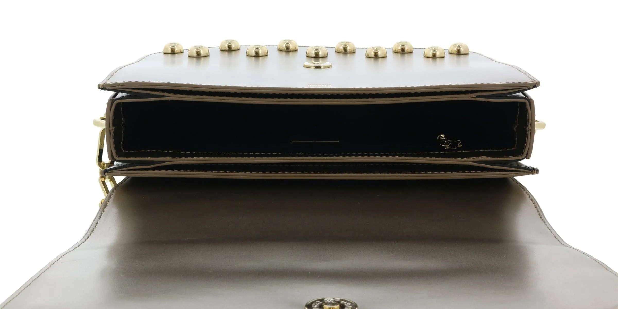 Roberto Cavalli HXLPGX 102 Bronze Studded Large Shoulder Bag