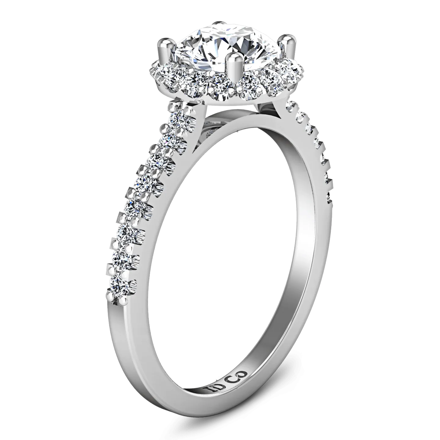 Round Diamond Halo  Engagement Ring Bethany 14K White Gold