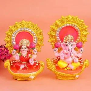 Sacred Lakshmi Ganesha Idol Set