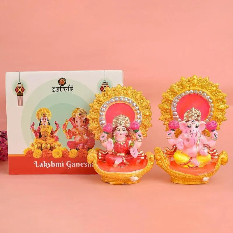 Sacred Lakshmi Ganesha Idol Set