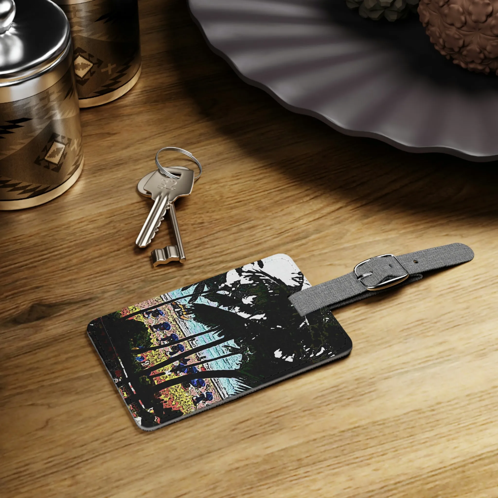 Saffiano Polyester Luggage Tag, Rectangle ... "A Beautiful Beach Amongst The Palms" ... The Outrigger Waikiki, Honolulu, Oahu ... Original Works ...