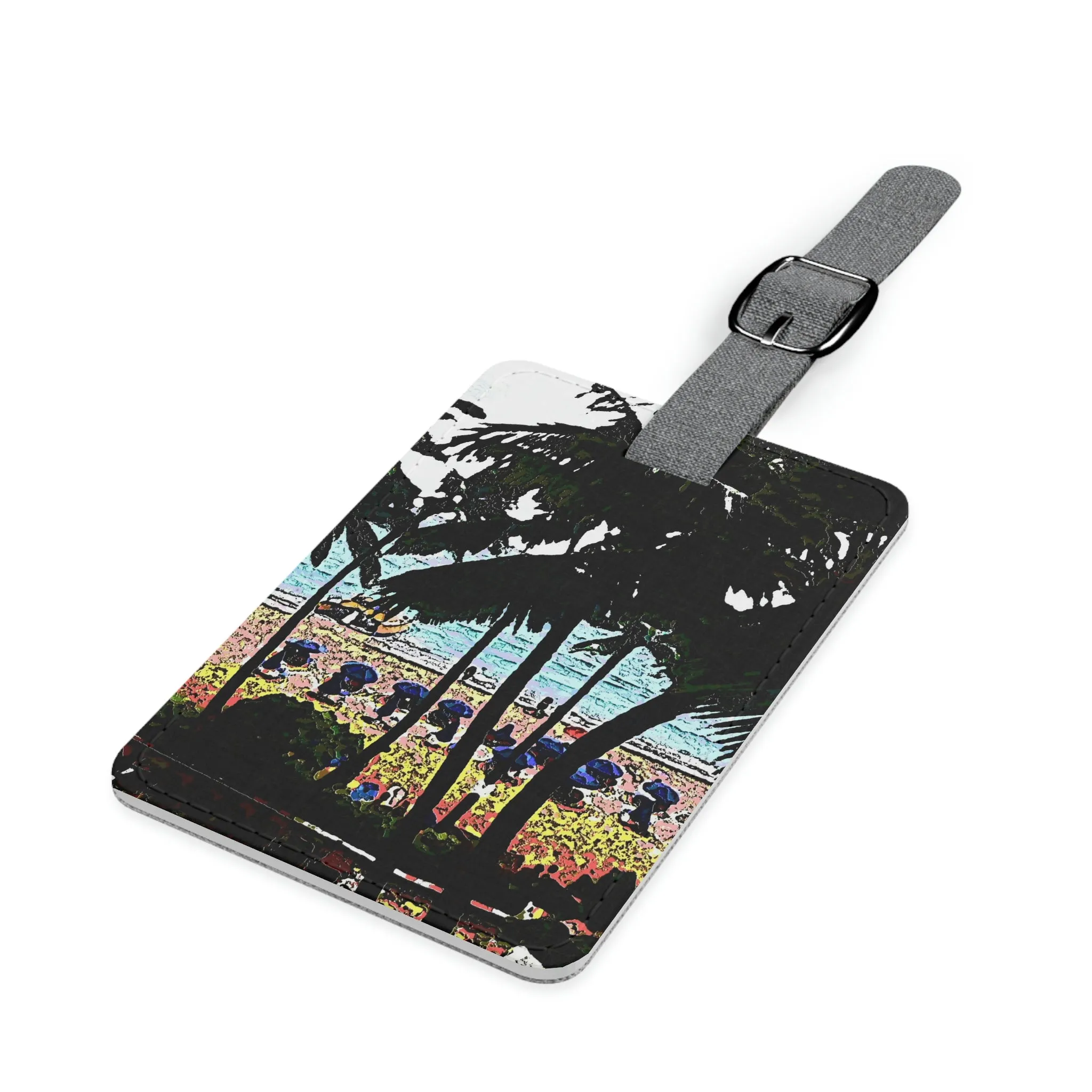 Saffiano Polyester Luggage Tag, Rectangle ... "A Beautiful Beach Amongst The Palms" ... The Outrigger Waikiki, Honolulu, Oahu ... Original Works ...