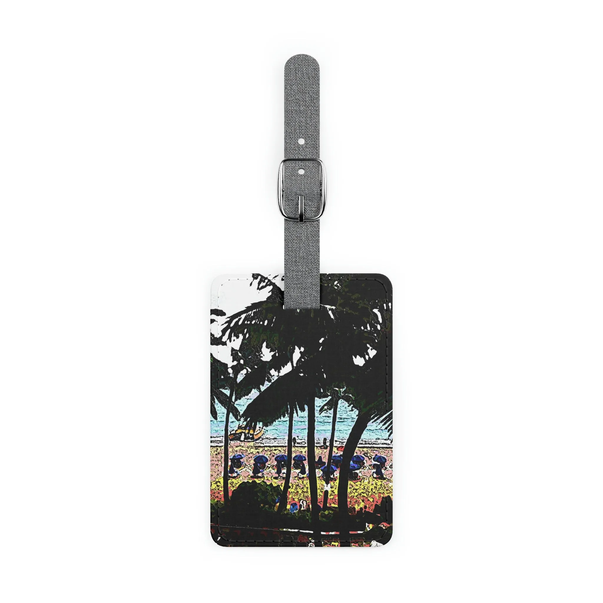 Saffiano Polyester Luggage Tag, Rectangle ... "A Beautiful Beach Amongst The Palms" ... The Outrigger Waikiki, Honolulu, Oahu ... Original Works ...