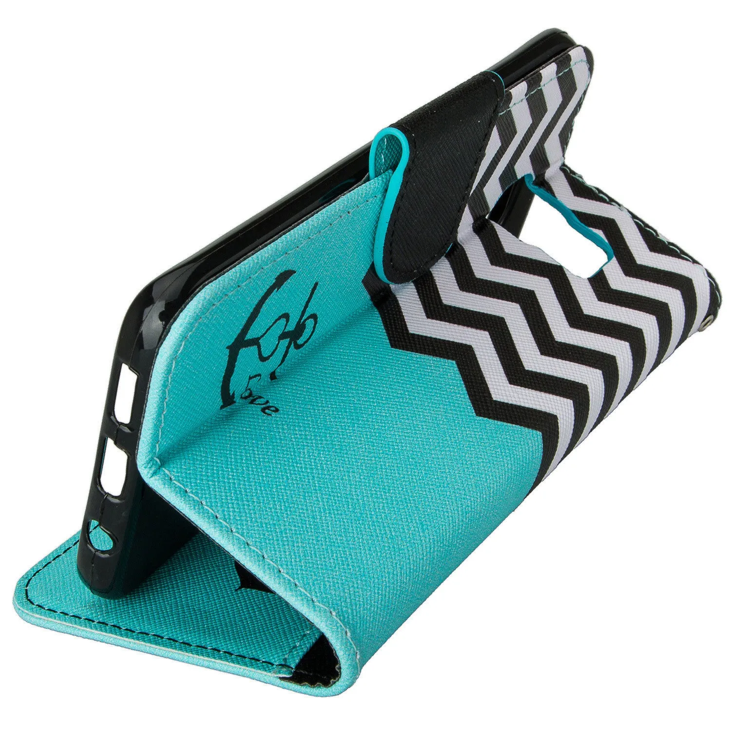 Samsung Galaxy S7 Edge Wallet Case, Wrist Strap Pu Leather Magnetic Flip Fold[Kickstand] with ID & Card Slots for Galaxy S7 Edge - Teal Anchor