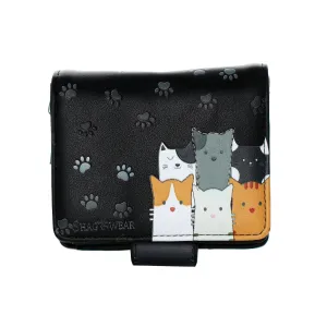 Shagwear Cat Crowd Small Black Zipper Wallet