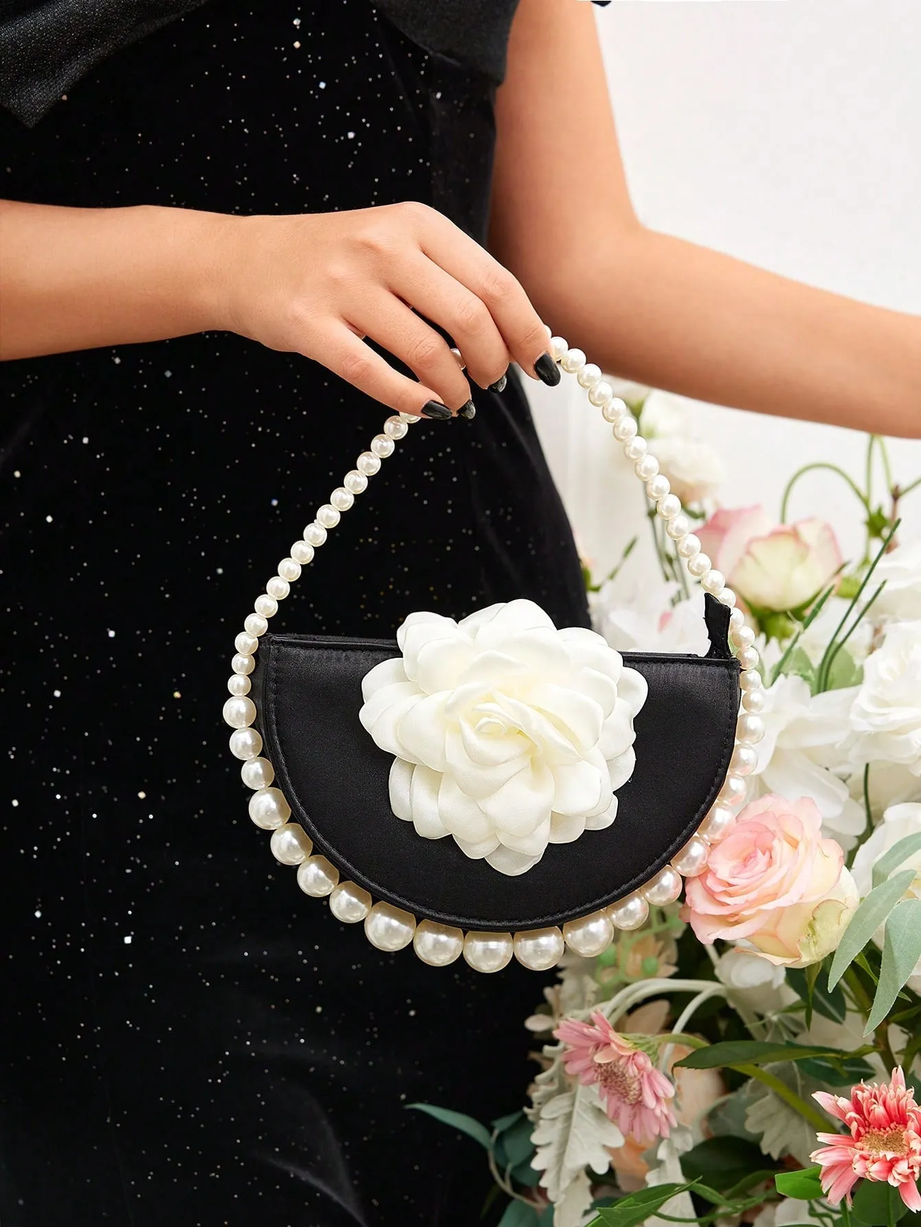SHEIN Belle Luxury, Glamorous,Elegant, Flower, Women Top Handle Bag
