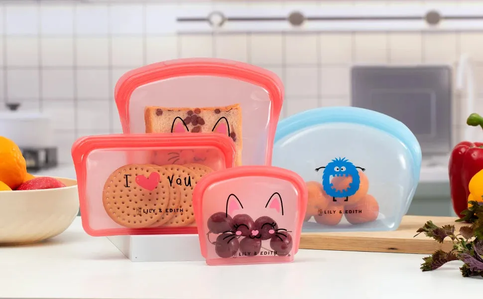 Silicone Reusable Bag Starter Kit 4-Pack | Bear