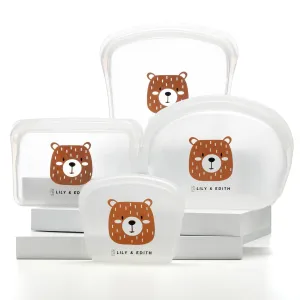 Silicone Reusable Bag Starter Kit 4-Pack | Bear