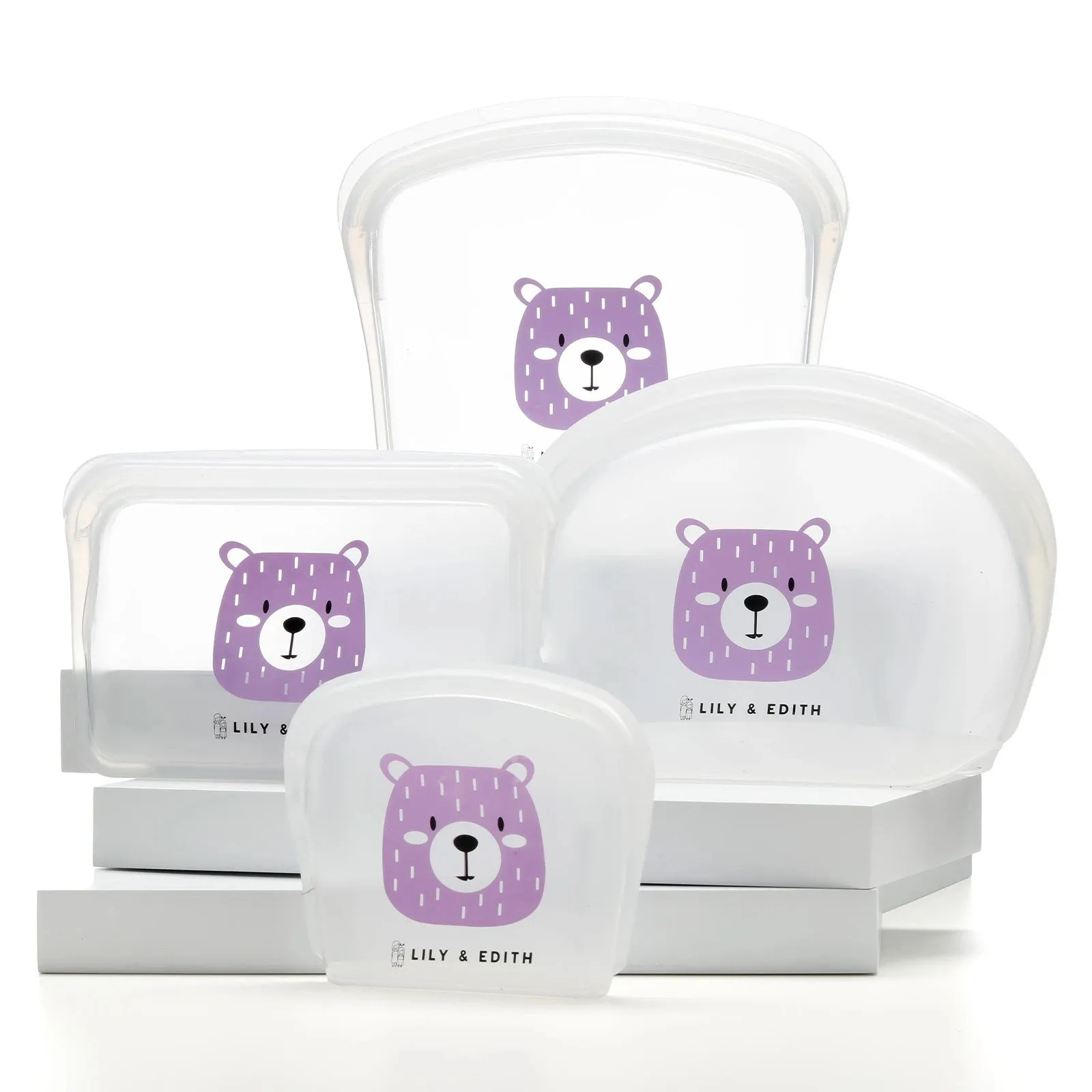 Silicone Reusable Bag Starter Kit 4-Pack | Bear