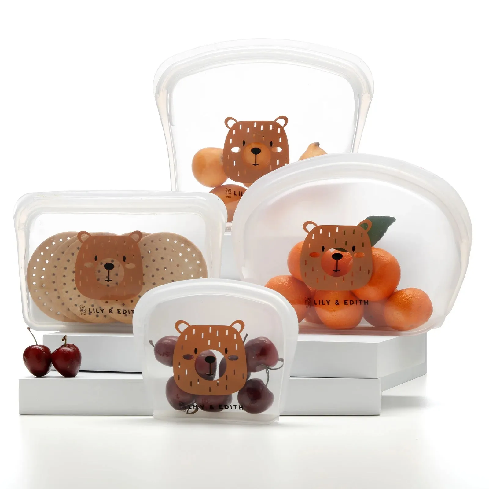 Silicone Reusable Bag Starter Kit 4-Pack | Bear
