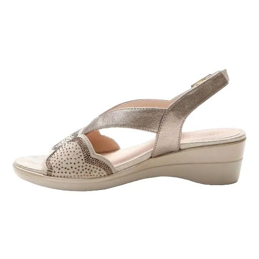 Stonefly Sandalo casual da donna in pelle laminata Vanity III 30 Goat 219076 Z00 beige