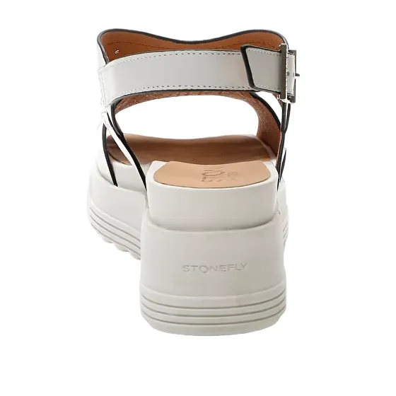 Stonefly sandalo da donna in pelle con tacco 6 cm Parky 19 Calf 219123 151 betulla bianca