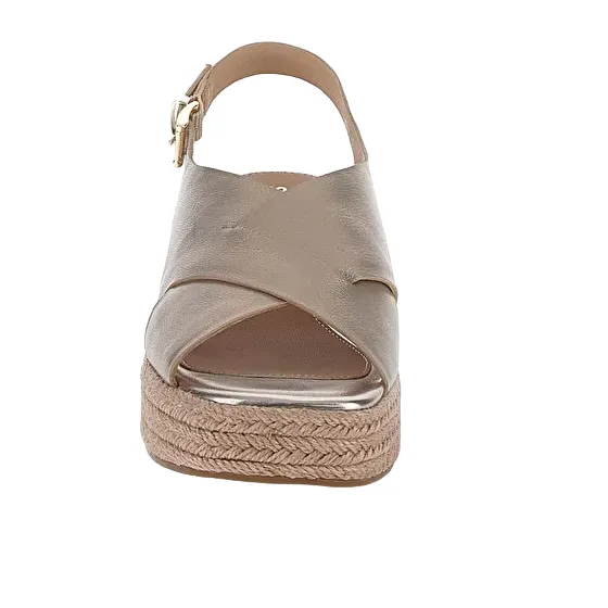Stonefly sandalo in pelle laminata con zeppa da donna Ivory 4 220943-I89 tortora
